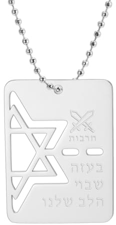 VASSAGO Collier étoile de David Collier bénédiction hébraïque Collier étoile juive Collier étiquette de chien en acier inoxydable Pendentif Religieux Bijoux Israël