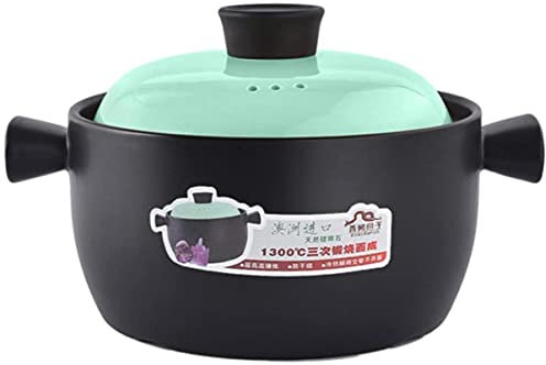 OWOHYG Deep Clay Pot with Lid and Handle Heat-resistant Casserole with Ceramic Coating for Slow Cooking Braising Bibimbap Non-stick Soup Hot Pot B 3.17quart (B 3.17Quart)