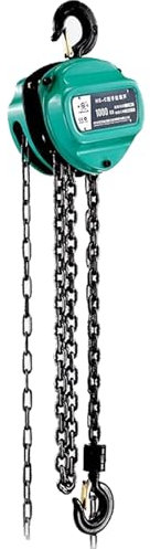 XUHONGYA Manueller Kettenfaller Mit 2 Robusten Haken, Blockkettenzug, Doppelklinkenbremse, G80-Manganstahlkette, Handkettenzug for Lagerbau, Automobilmaschinen(1ton-20ft)