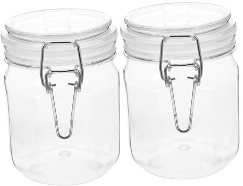 Ciieeo 2pcs Storage Jars Canisters Airtight Lids for Honey Jam Containers Pet Material