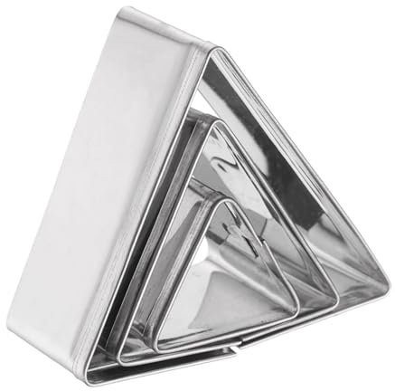 sourcing map 3Pcs Triangle Cookie Cutters Set Assorted Sizes Stainless Steel Geometric Frame Holiday Cookie Cutters Biscuit Mould for Pastry Fondant Cake Cookie