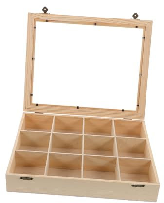 Gatuida Holz Aufbewahrungsbox Für Mineralien Und Steine Mit Fächern Und Klarsichtdeckel Stilvolle Und Praktische Vitrine Zur Sammlung Und Präsentation Von Gesteinen Und Mineralien