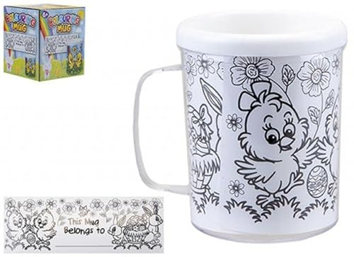 B4E Ultimate Easter Crafts Bundle, Paint Your Own Decorations, Color-in Cup, Filler Eggs, Chenille Chicks (Colour Your OWN Cup Springtime Design)