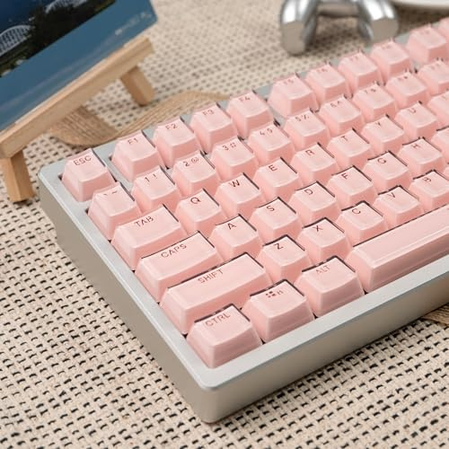 mintcaps Keycaps - 123Keys Crystal Jelly Pink Keycaps Translucent Custom Keyboard Keycap OEM Profile Cute Key caps for 60/65 /75/100 Cherry Gateron Mx Mechanical
