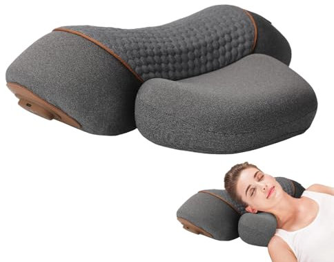 Kouamor 3 in 1 Pillow Massage Neck Hump, Constant Temperature Heating & Vibrating Massage Pillows, Pillow Traction Massager, Ergonomic Heated Massage Neck Pillowss with Memory Foam (black)