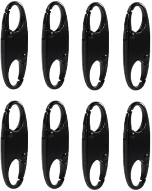 Naisfei Lot de 8 clips de fermeture éclair antivol pour sac à dos, clip de voyage en plein air, double ouverture, crochets en S pour voyage, camping (noir)