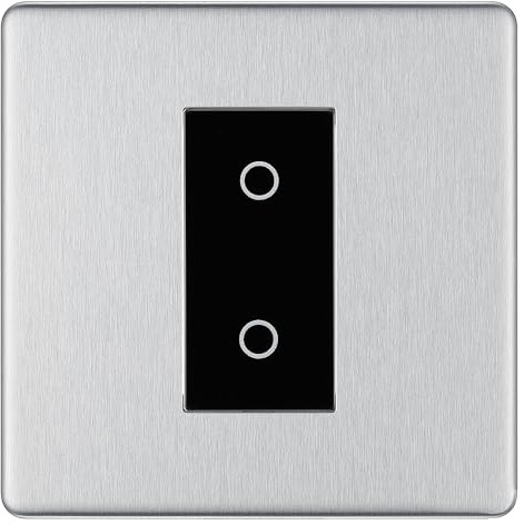 BG Nexus Screwless Brushed Steel Single Secondary Touch Dimmer Switch - Black Insert