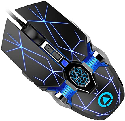 KONTONTY Souris de Jeu USB Filaire 800 1200 2400 3200 Dpi Abs | Rétroéclairage Rgb, Flanc Électroplaqué, Bouton de Pression Automatique