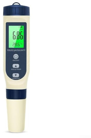 Testeur de qualité de l'eau 5 en 1 PH/TDS/EC/salinité/température, testeur d'eau numérique avec calibrage automatique et écran LCD pour hydroponie