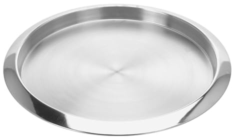 Murago - Edelstahl Tablett rund Ø 35 cm - Serviertablett & Dekotablett silber farbig - stilvolles Metalltablett für Wohnzimmer Küche Deko Kerzen Pflanzen spülmaschinengeeignet Metallteller Dekoteller