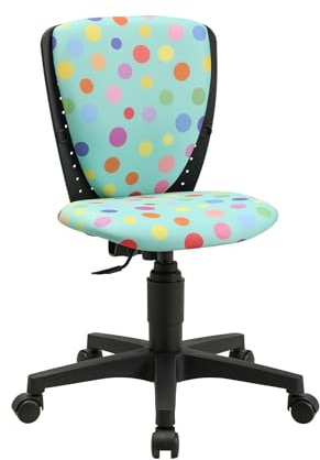 TOPSTAR S'cool 3 Kinderdrehstuhl mit Motivstoff – ergonomischer Schreibtischstuhl für Kinder – höhenverstellbar, mitwachsend, Top Preis-Leitung, GS-geprüft – Motiv Grün Punkte