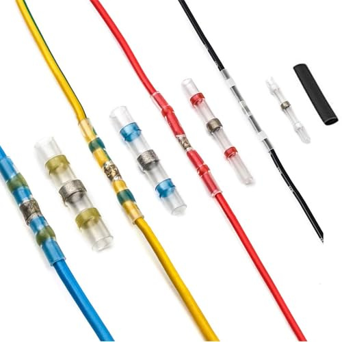 250 PCS Heat Shrink Wire Connectors, 12-26 AWG Solder Seal Wire Connector, Butt Connectors Heat Shrink for Automotive Electrical Marine Vehicle Engineering Wires Cable Joint