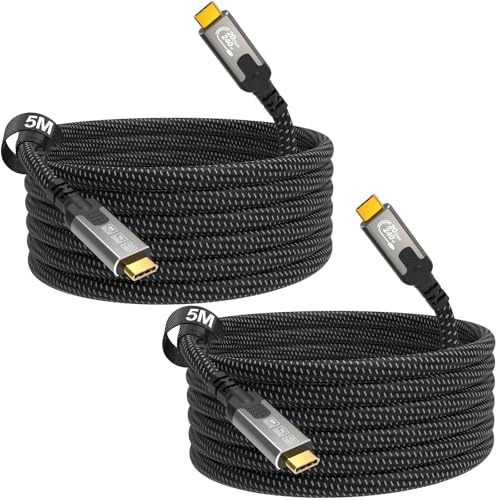 CABLAPTOP [Lotto da 2 cavo usb c 5 metri,Cavo USB-C 3.2 Gen2x2, 20Gbps Cavo Dati Type C, Monitor Cavo USB C a USB C,8K@30Hz, 4K@144Hz tipo C,240W,USB-C per Thunderbolt 4, MacBook Pro,Dock, SSD