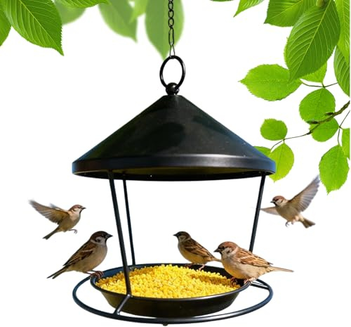 Mangiatoia per uccelli da giardino, struttura in ferro resistente, facile da riempire, elegante stazione di alimentazione per uccelli, vivace attrazione da giardino, per cortile, balcone, portico