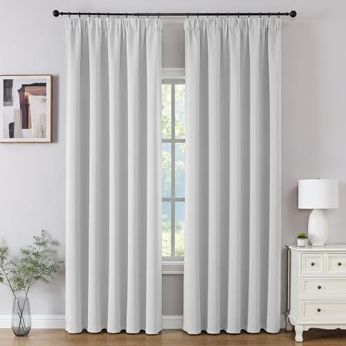 CUCRAF Vorhänge Blickdicht mit Kräuselband 2 Stück H225 x B140 cm Thermovorhang Schallschutz Verdunklungsvorhänge Kälteschutz für Wohnzimmer Kinderzimmer Schlafzimmer Vorhang