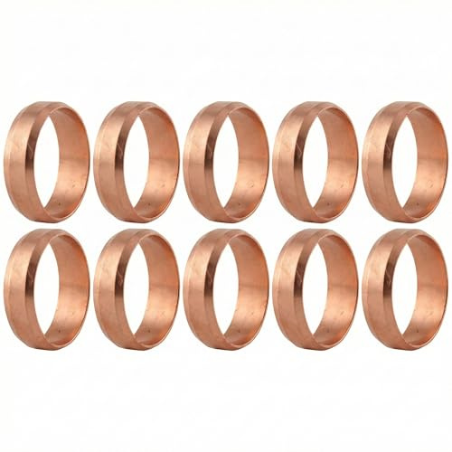 HULTHOR 15mm Copper Compression Olives, Brass Plumbing Olives for 15mm Copper Pipe, Replacement Compression Fittings for Taps, Valves & Radiators (10 or 20 Pack) (Pack of 10)
