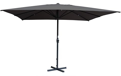 Gardissimo Sonnenschirm mit Ständer Gigante 400 x 400 cm Anthrazit, mit UV Schutz 50+ und Teleskopfunktion, Kurbel, Quadratisch, Kurbelschirm, Marktschirm