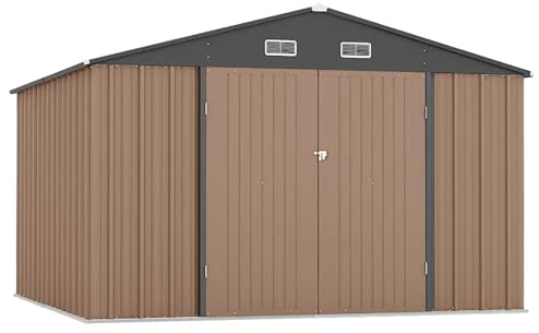 Garvee Grand Abri De Jardin Extérieur en Métal 3,64x3,18M, Toit Incliné