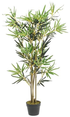 Ziaphsol Künstlicher Bambusbaum 120 cm grün, 552 Blätter Textilfaser, Bambusstämme im Kunststofftopf, pflegeleichte Deko für Wohnzimmer Büro Balkon Indoor Outdoor