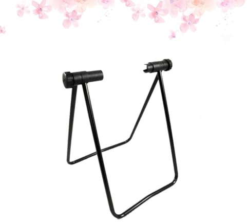 Abaodam Triangulaire Support de Réparation de Vélo Noir Vertical Pliable | Deux Anneaux de Maintien, Hauteur Réglable, Métal Robuste, pour Exposition et Entretien, Compatible Vélo