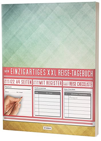 Mein Einzigartiges XXL Reisetagebuch: 122 Seiten, Register, Kontakte / Neue Auflage mit Reise Checkliste / PR401 „Dreiecke“ / DIN A4 Soft Cover