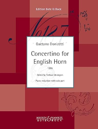 Concertino for English Horn: Critical edition by Stefaan Verdegem. Englischhorn und Orchester. Klavierauszug.