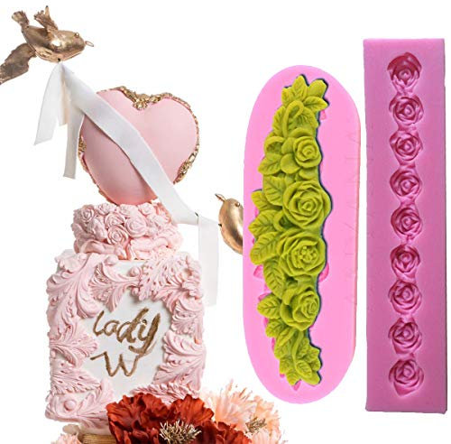 anyanaAZB 2 Blumenranke Strip Formstanzer Silikon Fondant Form Fondant Mould Schokolade Kuchen Dekoration Tools Skulptur