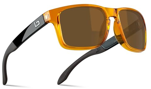 Bnus italy made classic sunglasses for women mens corning real glass lens shades (B7066 Crystal Brown / B15 Polarized)