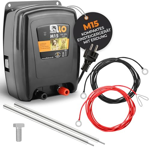 Ellofence Kit électrificateur clôture électrique M15 Set / 230 V avec mise à la terre – Électrificateur premium avec piquet de terre – Appareil haute qualité