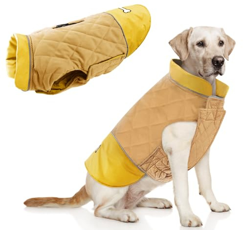 Idepet Winddichter Hundemantel Winter Warme Jacke,Anti-Schneeanzug Hundebekleidung für kleine mittelgroße Hunde mit Geschirrloch Blau Rosa Grau