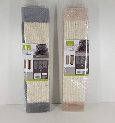 Ebi & 1x Plüsch-Eck-Kratzbrett mit starkem Sisal 51cm x 24cm für Katzen - beige/Cream