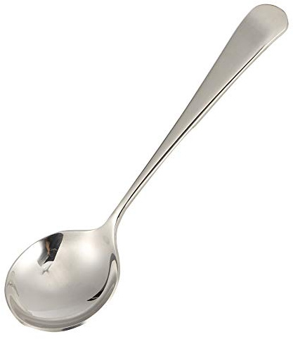 5 Stück runde Löffel 16cm Edelstahl Suppenlöffel Langstiel Kinderlöffel Suppe Reis Soße Servierlöffel für Restaurant Haushalt(Silber)