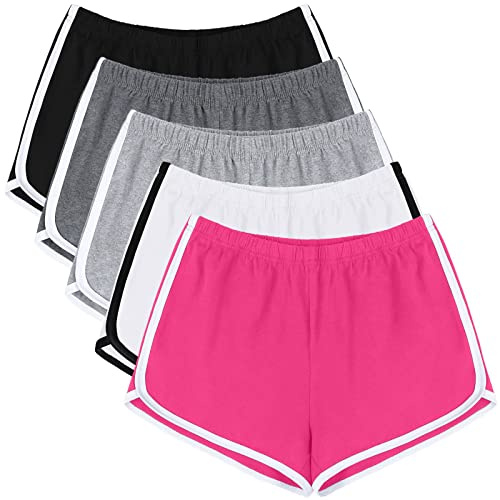 URATOT - Confezione di 5 Morbidi e Comodi Shorts da Allenamento in Cotone Traspirante, per Ciclismo, Escursionismo, da Donna, M