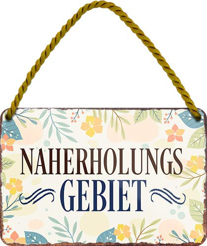 schilderkreis24 – Schöner Spruch ”Naherholungs Gebiet“ Deko Wellness Relax Vintage Retro Garten Terrasse Balkon Hängeschild Blechschilder Geschenkidee Geschenk Geburtstag Weihnachten 18x12 cm