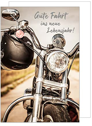 Edition Seidel Premium Geburtstagskarte mit Prägung und Umschlag. Glückwunschkarte Grusskarte Billet Geburtstag Happy Birthday Mann Frau einzelne eine Sprüche Karte Motorrad Bike (G3114 SW022)