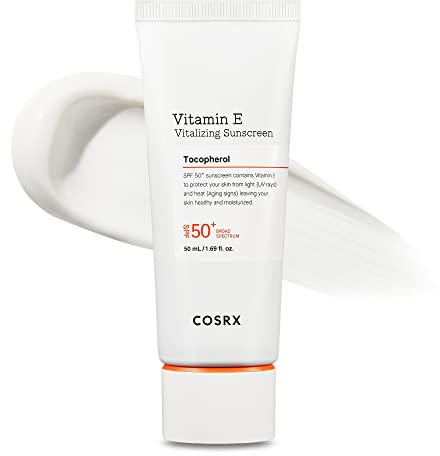 COSRX Daily SPF 50 Vitamin E Vitalizing Korean Sunscreen for Face, UVA&UVB Protection, Lightweight, No White Cast for All Skin Tones, Non-Greasy Semi Matte Finish, Korean SkinCare