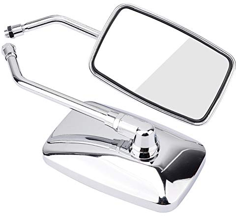 Motorradspiegel, 2 Stück Motorrad Street Bike modifizierter quadratischer Rückspiegel Rückspiegel Seitenspiegel, passend für Motorrad Street Bike Motorrad(Chrom)