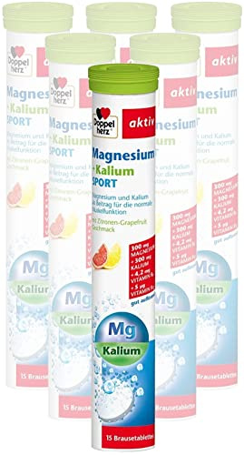 Magnesio + Potassio - 90 Compresse effervescenti - Integratore per lo sport con Vitamina B6, B12 - contribuisce la funzione muscolare – Doppelherz