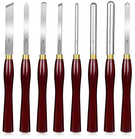 HSS-Profi-Drechselmesser Set, Holz-Schnitzwerkzeug Drechseln, Drechselbank Werkzeug, 8-Teilig Drechseleisen, Drechselbeitel Für Anfänger Und Hobby-Drechsler, Aufbewahrungskoffer Aus Holz