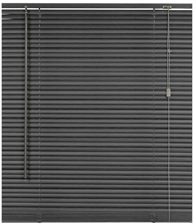 Ruby Deals PVC Venetian Blind Blinds Window (Grey Embossed 90W x 150H cm) | 25mm Thin Slats Kitchen Window Blinds Treatments Easy Fit Curtains Trimmable Fittings Home Office