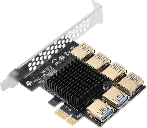 YABOANG PCIe 1 bis 6 PCI-E USB Riser-Karte, PCIE1x Splitter für PCIe 1X bis 16X Grafikkartensteckplatz, entwickelt für Mining-Benutzer