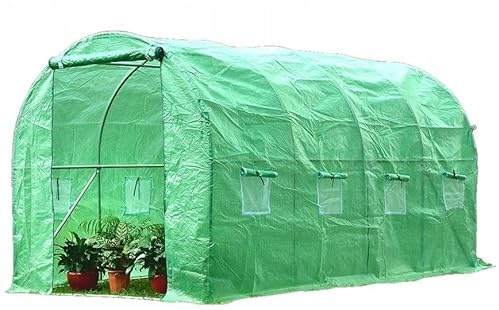 BDW Gewächshaus - Foliengewächshaus - Tomatengewächshaus - 200 cm hoch - mit robustem Metallgestell, Gitterfolie und Fenster - Tomatenhaus, Folientunnel - mit Kunststoffabdeckung - 2,5x4m