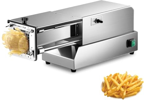 Tagliapatatine Commerciale, Tagliapatate Elettrico da 200 W, Tagliapatatine Professionale da 8 e 10 e 12mm e 8 Cunei, Tagliaverdure Elettrico, Tagliapatatine in Acciaio Inossidabile for Patate