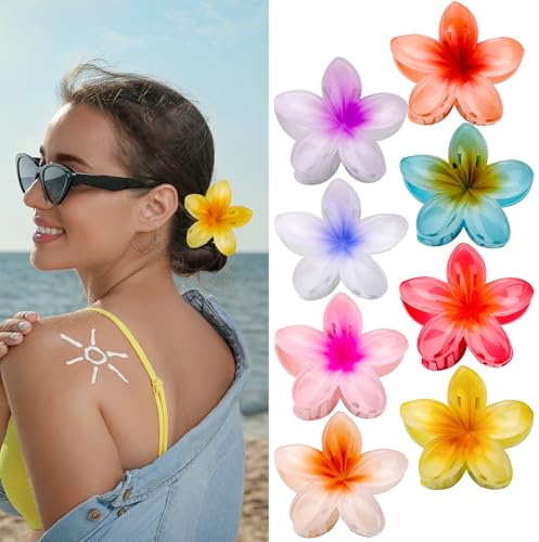 Yimo Haarspange, Hawaii-Blume, 8 Farben – Zubehör für dickes und feines Haar
