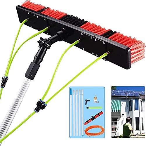 Reinigungsbürste, 5–12 m Verlängerungsstange, Fensterwasch-Kombi-Teleskopstange zur Fensterreinigung, Verlängerungsstange zum Reinigen von Fenstern (50 cm Bürste, 10 m Stange) (50 cm Bürste, 10 m Sta