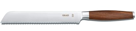GRAEF. Brotmesser KN5054 | Brotmesser mit 20 cm Klinge | Echtholzgriff aus Walnussholz | Wellenschliff-Klinge | Küchenmesser