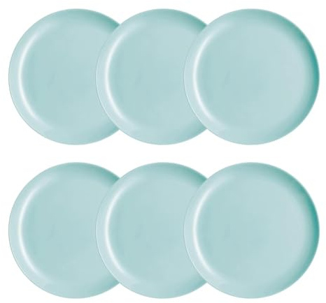 Luminarc Diwali Lot de 6 assiettes à dessert opale 25 cm Opale Passe au micro-ondes et au réfrigérateur Recyclable Turquoise