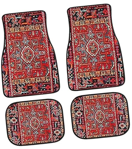 Auto -Bodenmatten - 4 Stcs Bohemian Auto Matten, Vorne Hinten Vollautonteppich | Anti Slip Heavy Duty Boho Teppichautozubehör Dekorative Autosboden Teppiche, Automobilfadenfloor Für Auto SUV -LKW