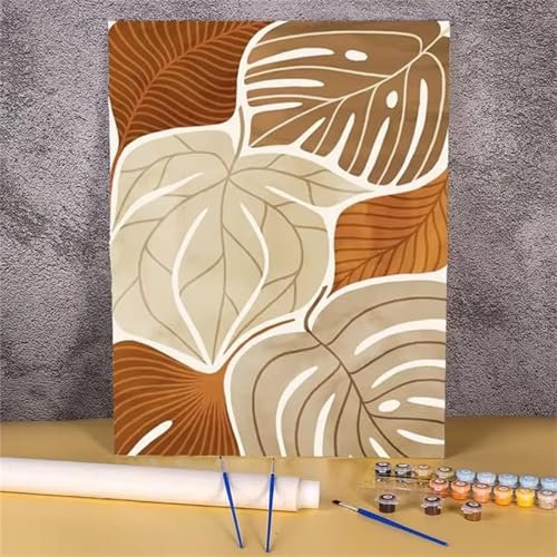 Peinture par Numéros pour Adultes Plante feuillue Sans Cadre Peinture Numero Adulte sur Toile Avec Trois Pinceaux et Accessoires de Peinture Acrylique pour Décoration et Cadeaux - 50x65cm