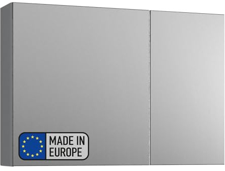 BadeDu Gers Spiegelschrank – 80 cm Breit, Grau Matt, mit Soft-Close-System & anpassbarem Türanschlag – Ideal für kleine Bäder
